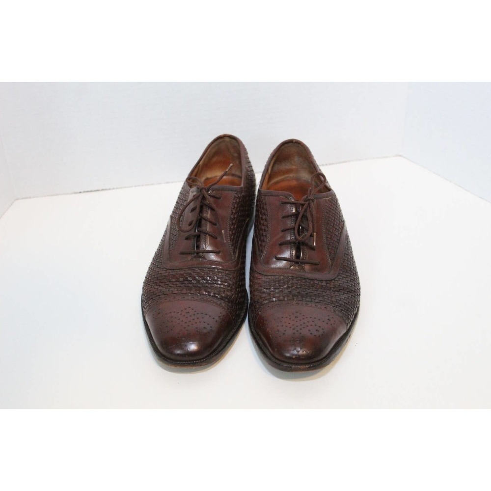 *Flaw Salvatore Ferragamo Woven Leather Lace Oxford Shoes Men's Size 10D H14580 - Picture 4 of 16